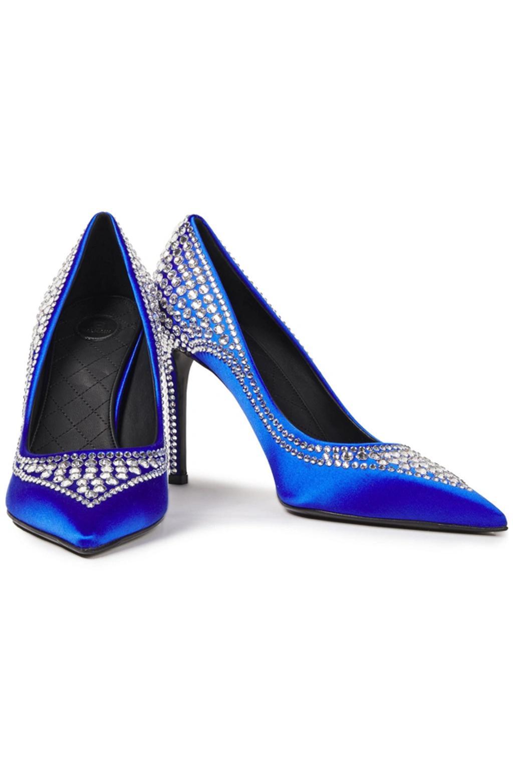 Crystal-embellished Satin Pumps In Royal Blue Product Image