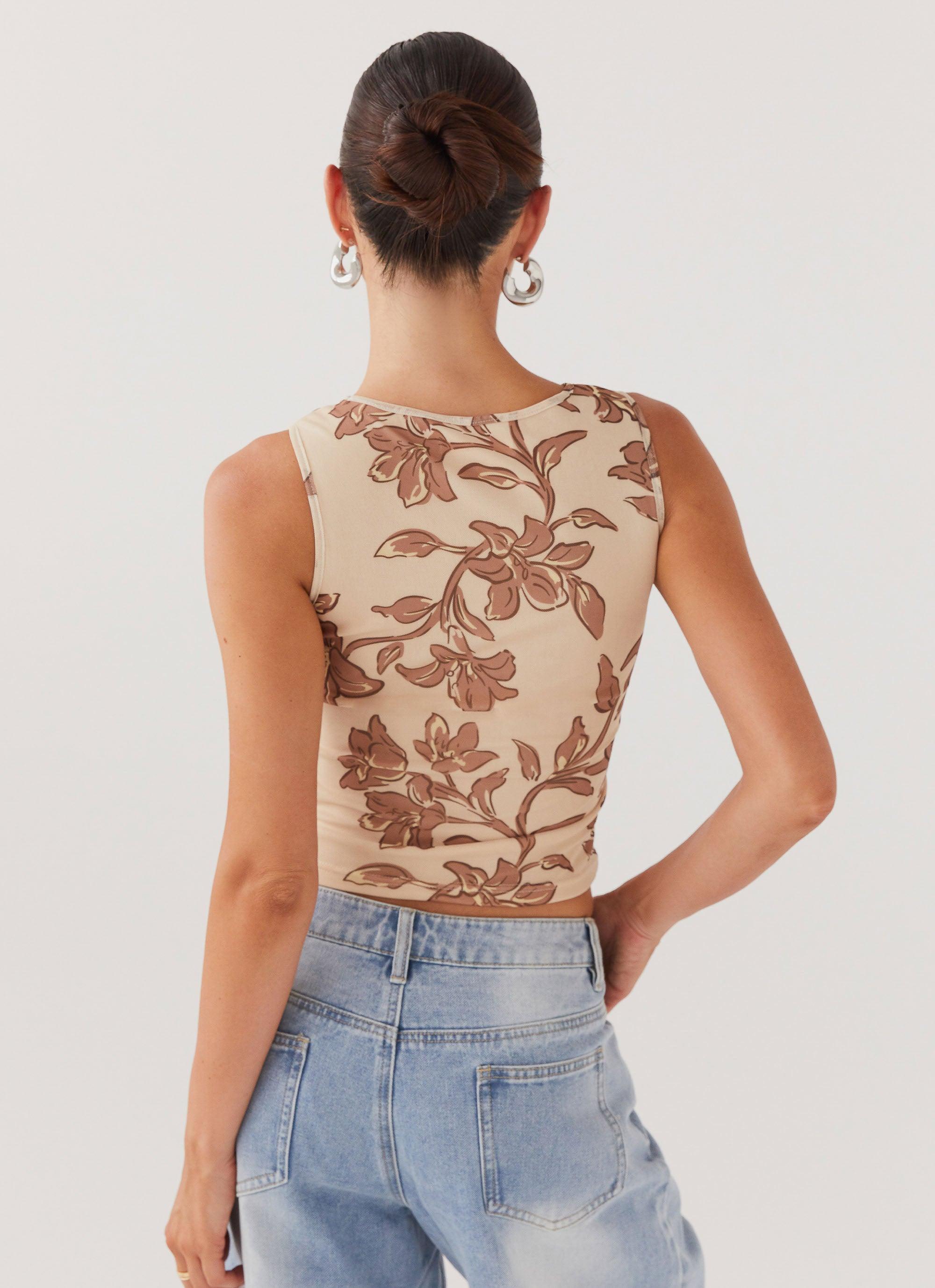 Beyond Cut Out Mesh Top - Hazel Bloom Product Image