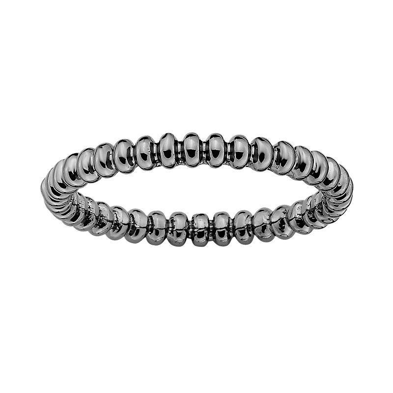 Stacks & Stones Ruthenium-Plated Sterling Silver Beaded Stack Ring, Womens Black Product Image