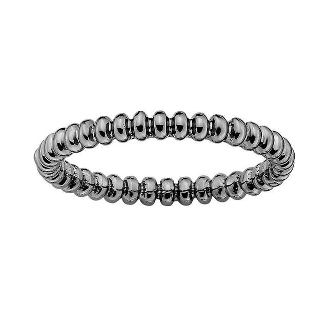 Stacks & Stones Ruthenium-Plated Sterling Silver Beaded Stack Ring, Womens Black Product Image