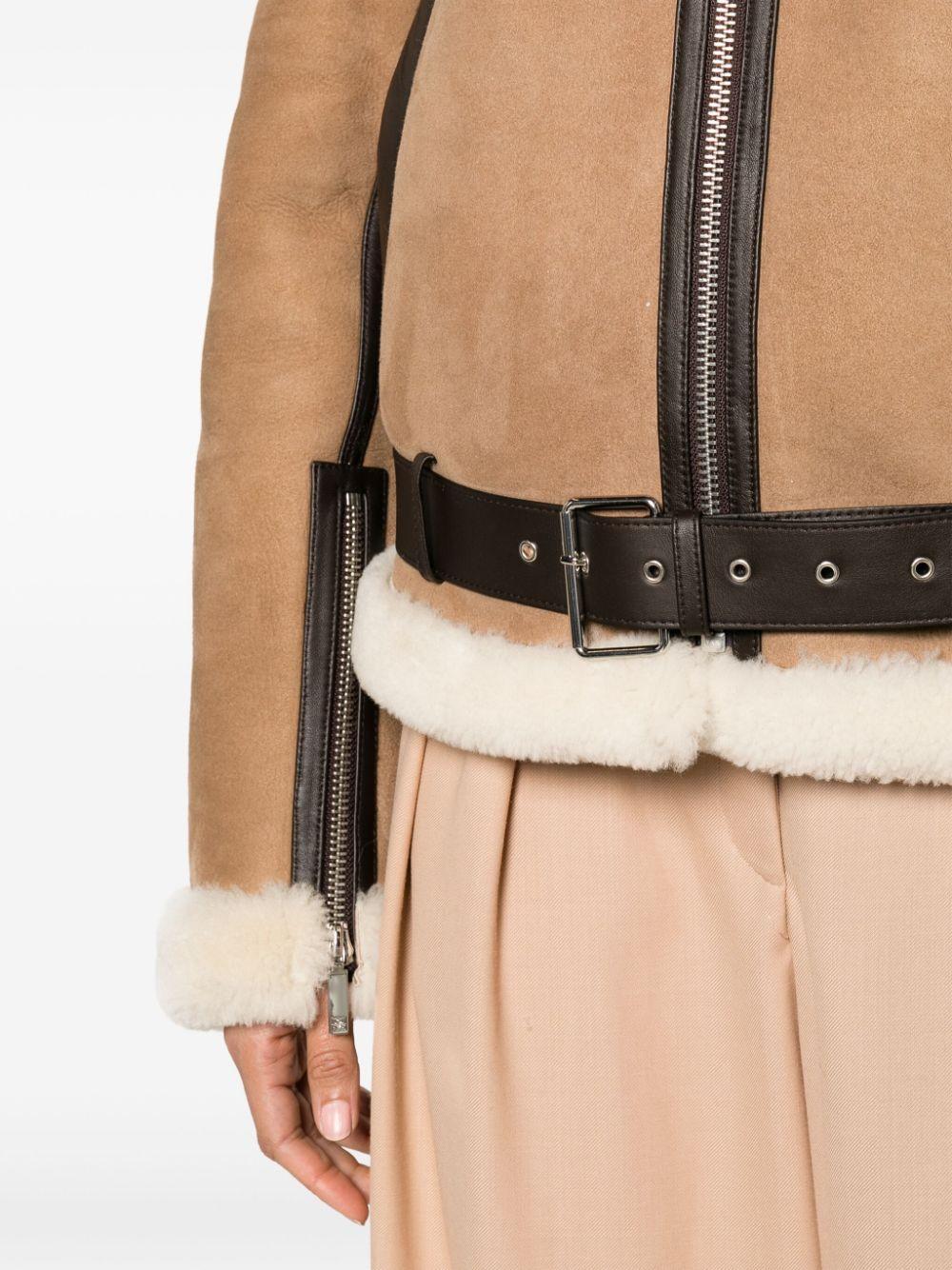 TOTÊME Shearling Aviator Jacket In Dark Biscuit Product Image