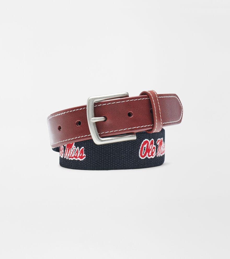 Peter Millar Mens Ole Miss Rebels Belt | Color: Black | Size: 32 Product Image