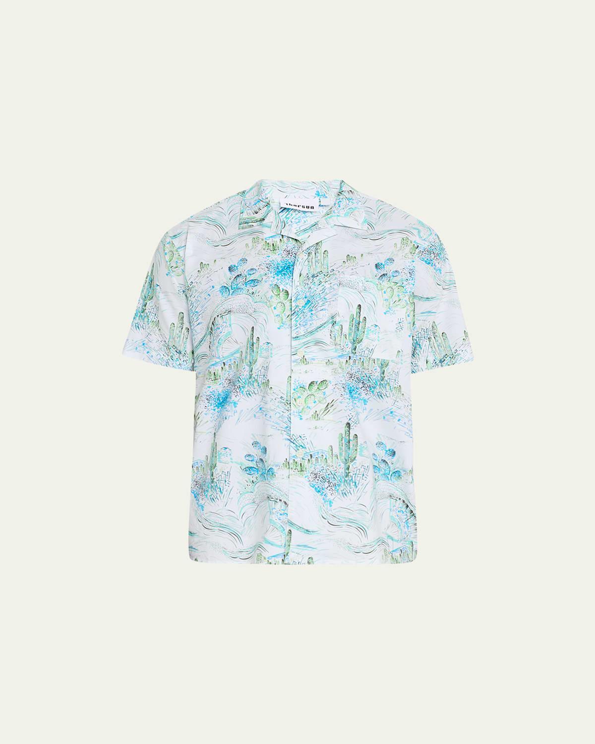 Mens Cactus Fan-Print Camp Shirt Product Image