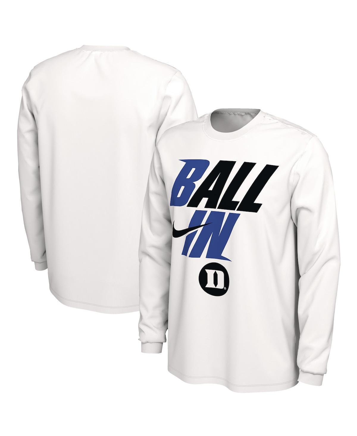 Mens Nike White Duke Blue Devils Ball In Bench Long Sleeve T-shirt Product Image