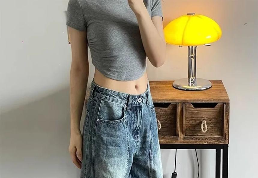 Low Rise Washed Wide Leg Jeans Product Image