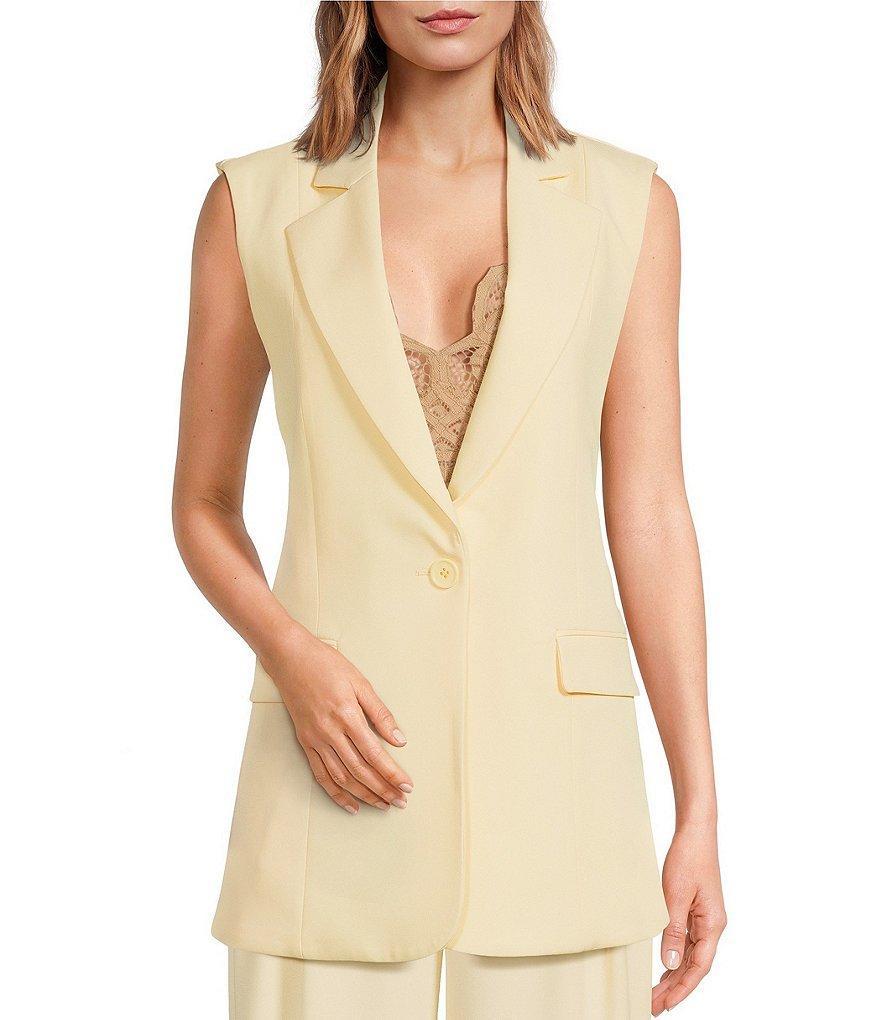 RONNY KOBO Jessy Stretch Twill Notch Lapel Collar Sleeveless One-Button Coordinating Vest Product Image