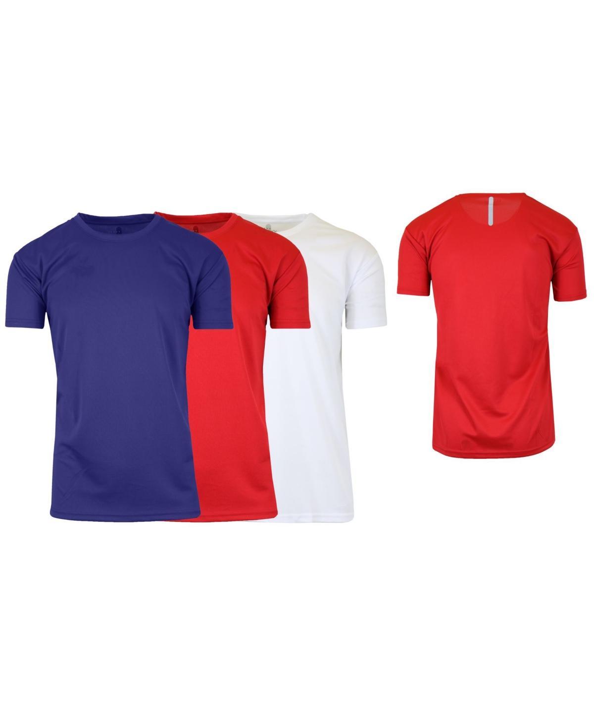 Galaxy By Harvic Mens Short Sleeve Moisture-Wicking Quick Dry Performance Tee, Pack of 3 - Navy/Red Product Image