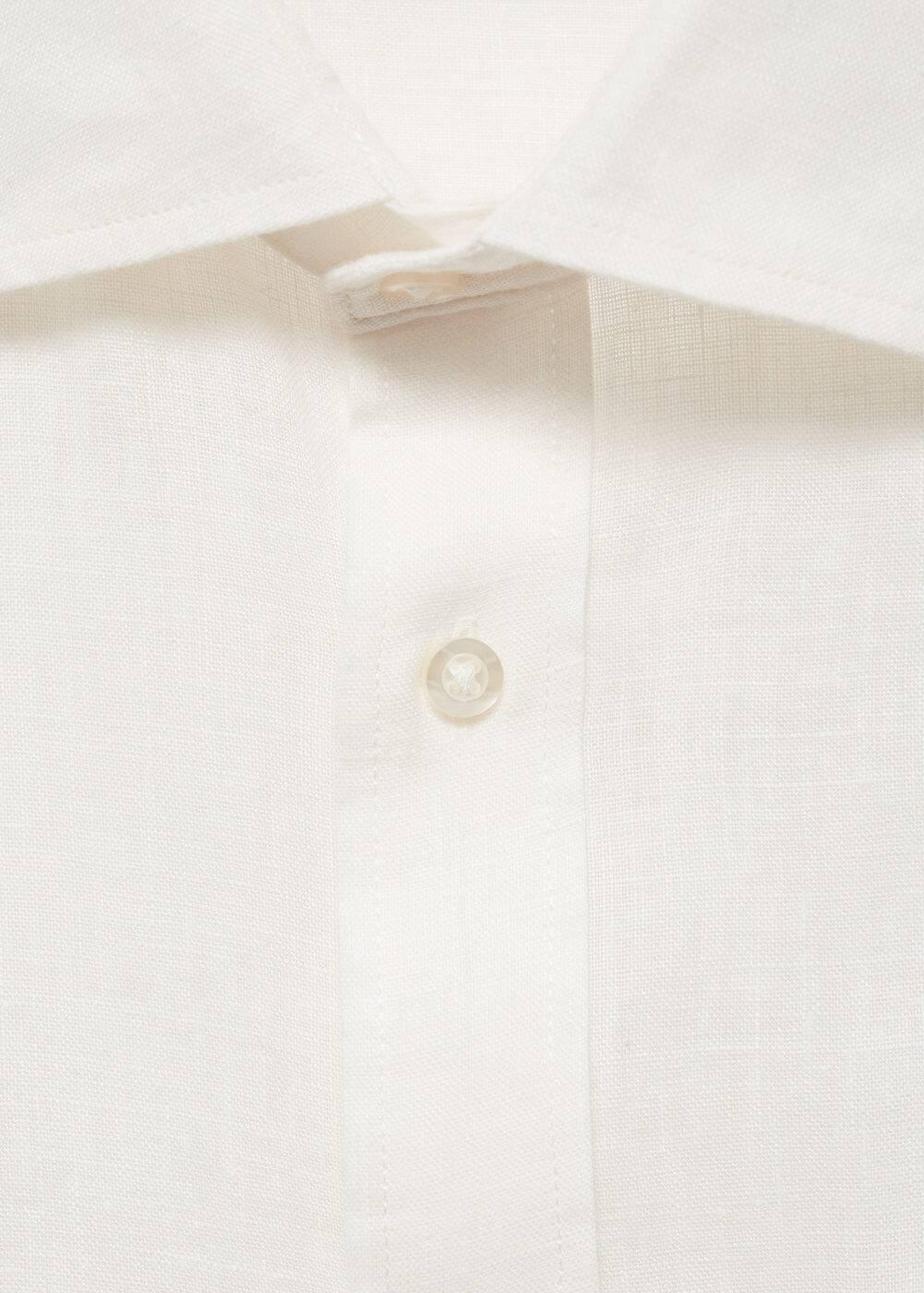 MANGO MAN - Classic fit 100% linen shirt whiteMen Product Image