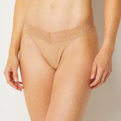 Ambrielle Everyday Thong with Lace Trim Panty Product Image