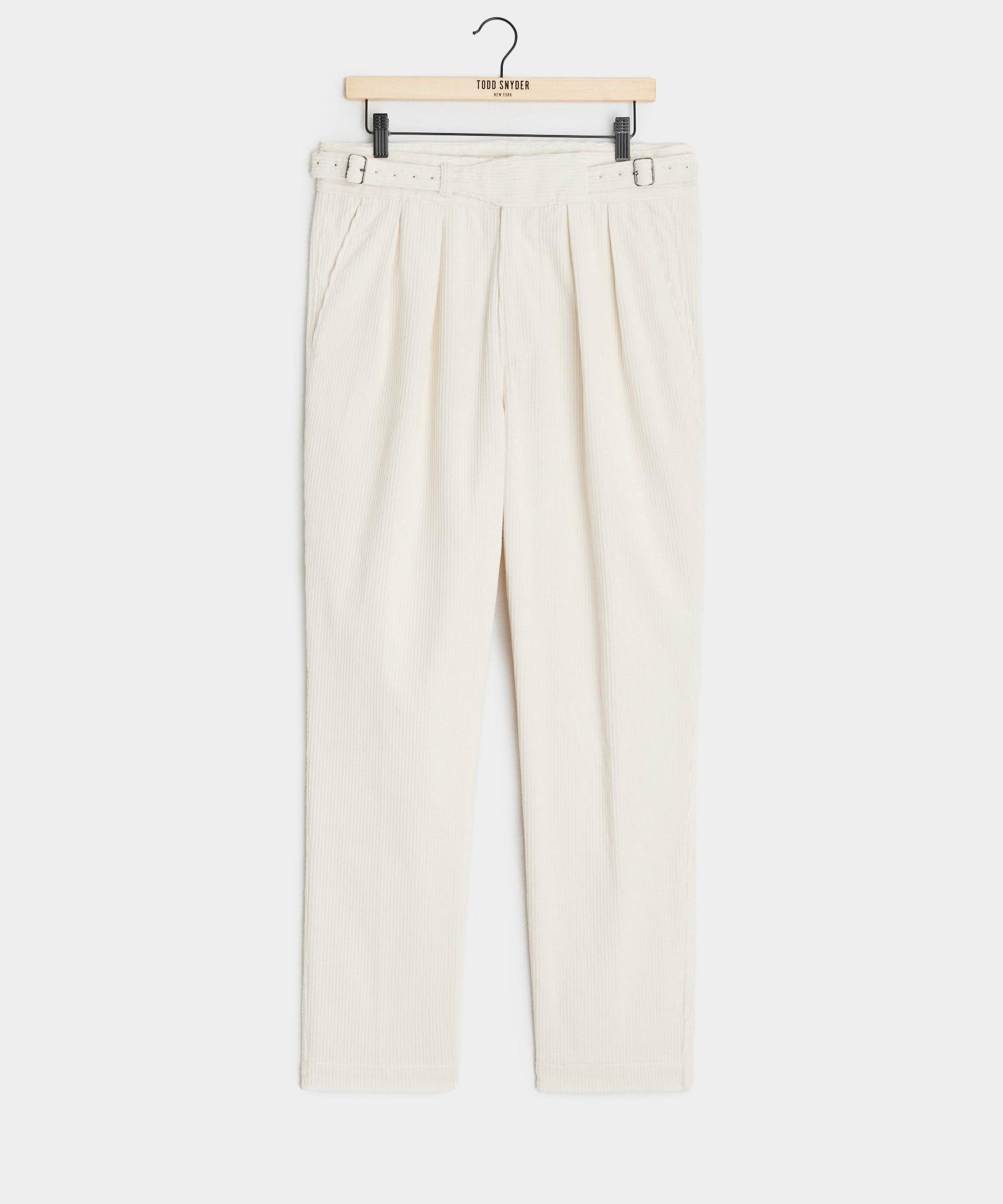 Italian Wide Wale Corduroy Gurkha Trouser in White Product Image