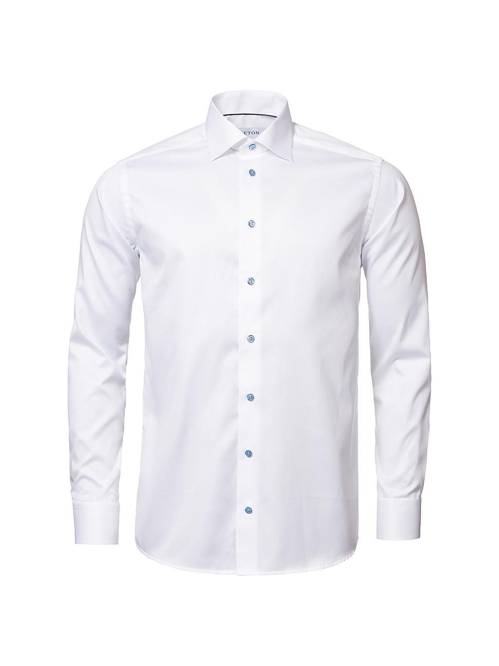 Mens Slim-Fit Twill Dress Shirt with Navy Details Product Image