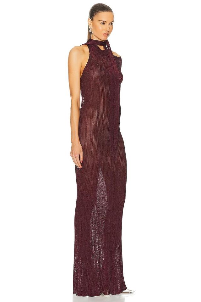 RABANNE Lurex Rib Dress Burgundy. (also in S). Product Image