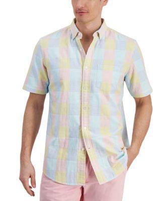 Club Room Mens Short Sleeve Button Front Madras Plaid Shirt, Created for Macys Product Image