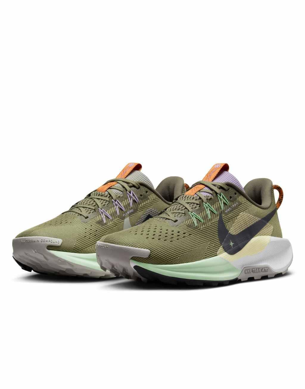 Nike Running Reactx Pegasus Trail 5 sneakers in dark green and multi Product Image