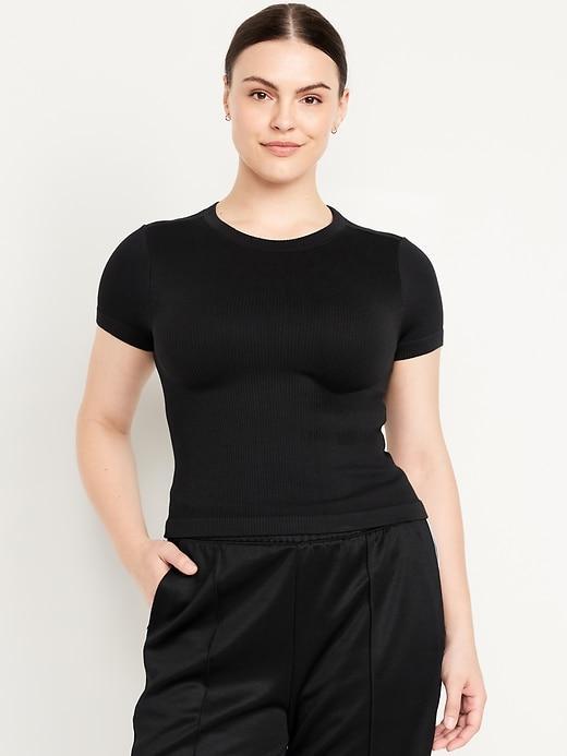 Fitted Seamless Ribbed T-Shirt Product Image