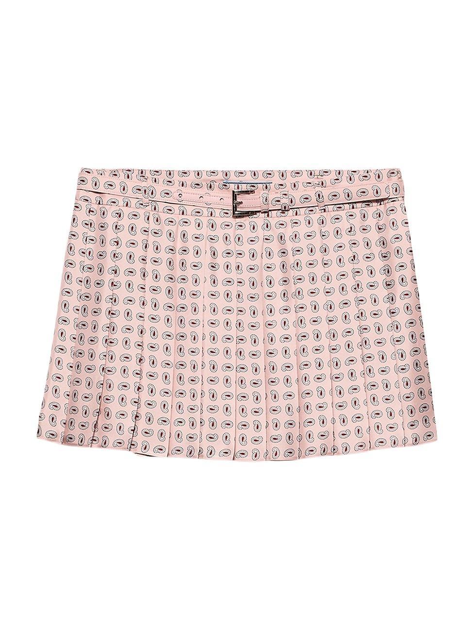 Womens Printed Silk Twill Miniskirt Product Image