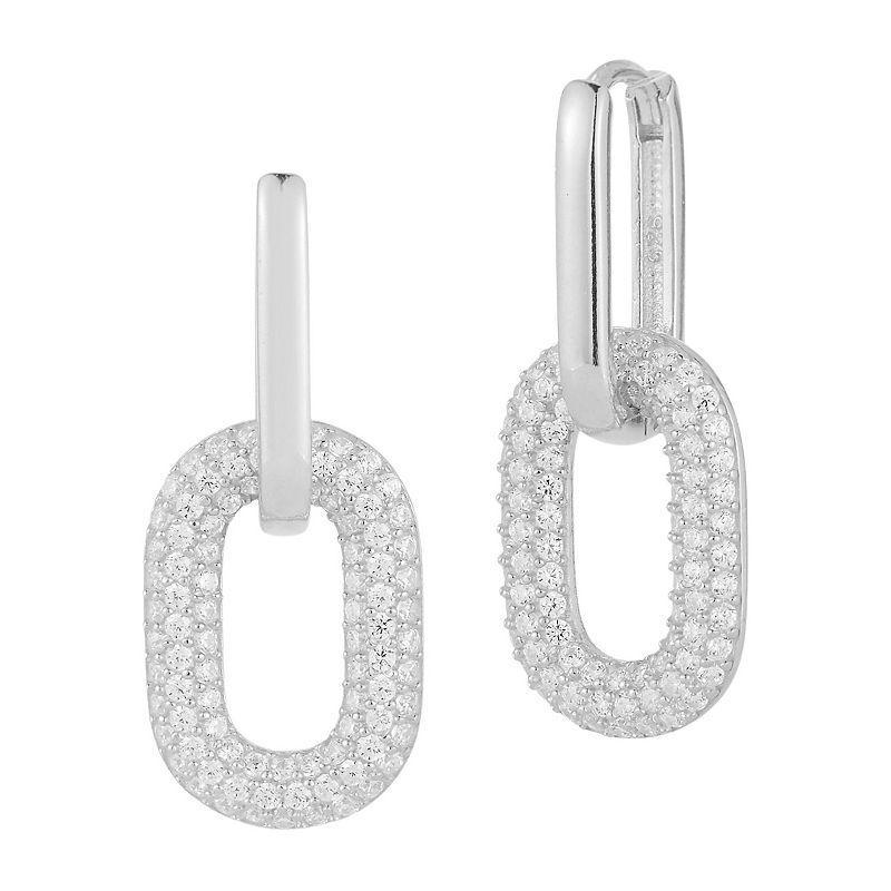 Sunkissed Sterling Cubic Zirconia Link Drop Earrings, Womens, Silver Tone Product Image