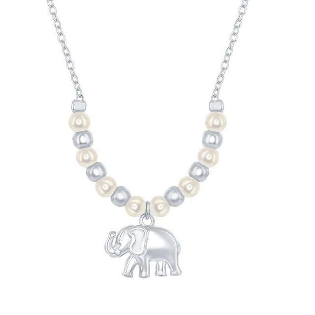 Sterling Silver CZ Elephant Charm Necklace, Womens Product Image