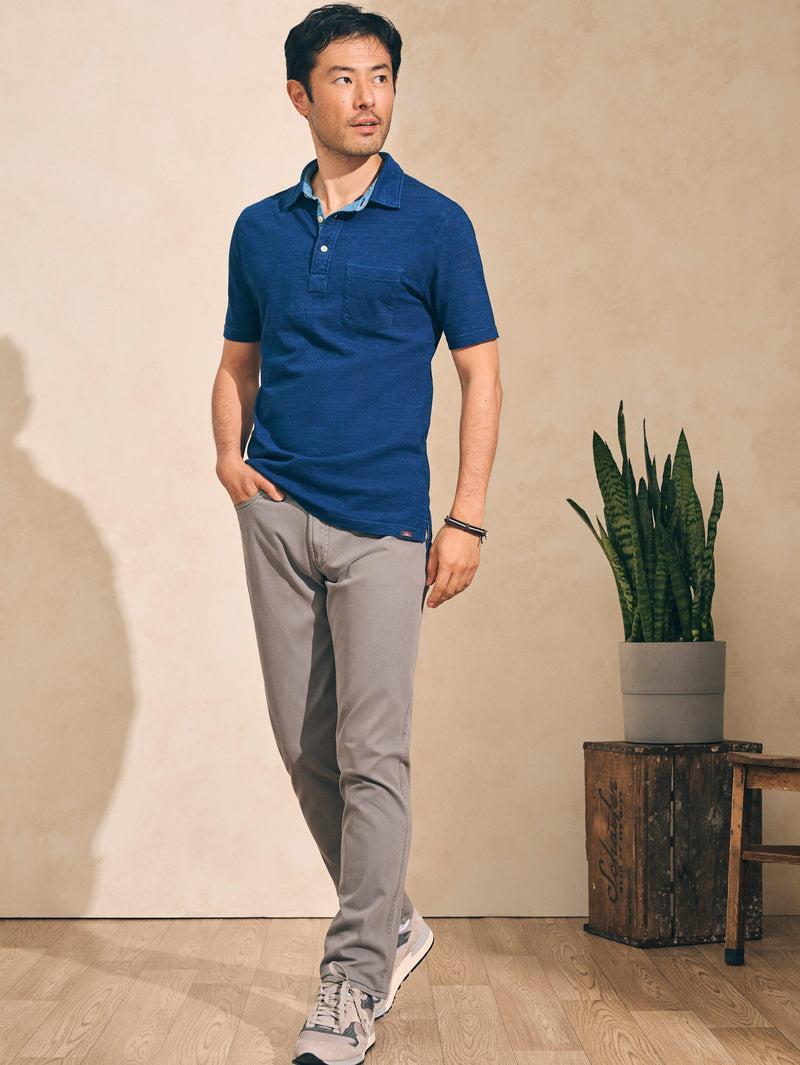 Short-Sleeve Indigo Polo Shirt - Dark Indigo Wash Product Image