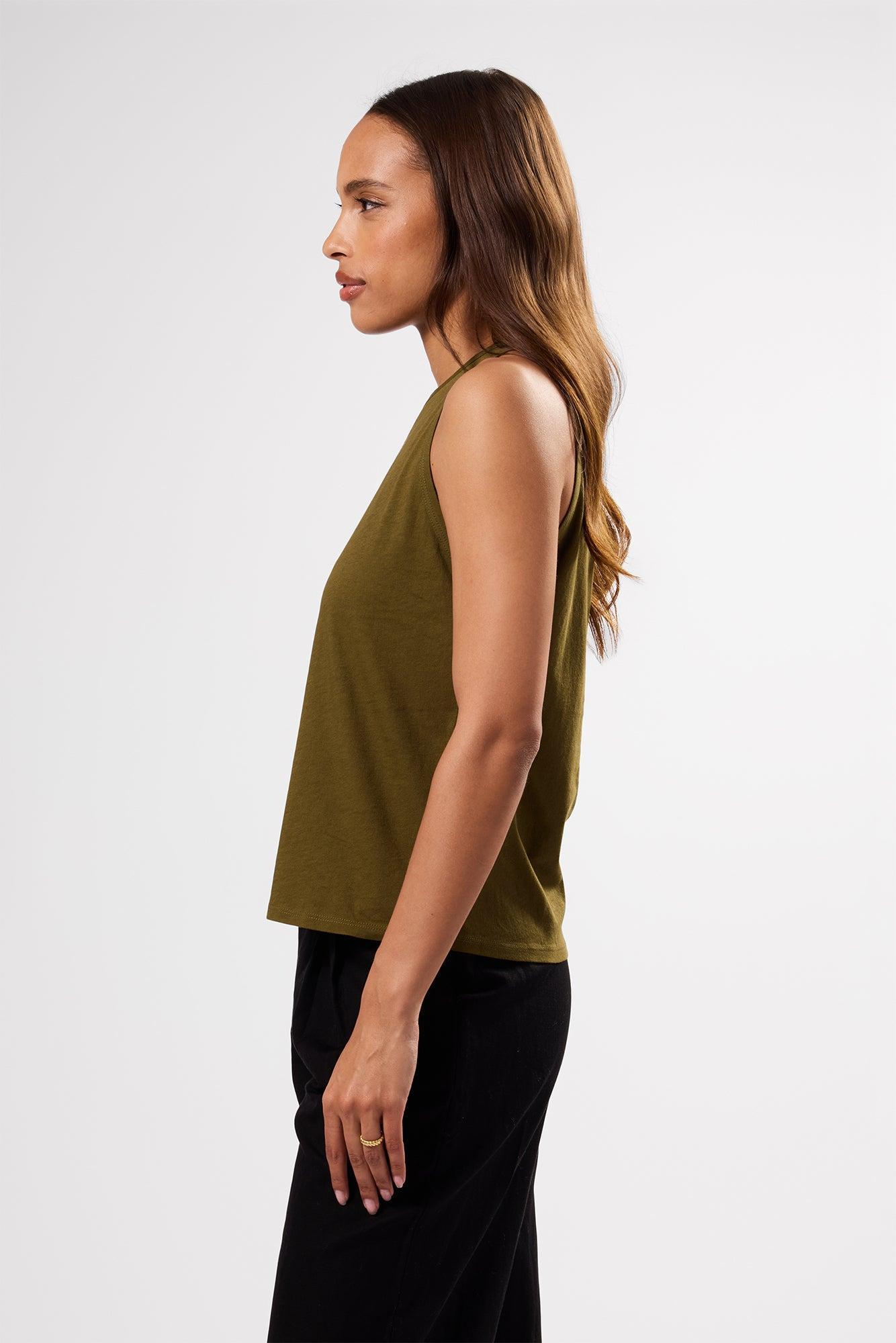 Jillian Organic Cotton Tank - Olive Green Product Image