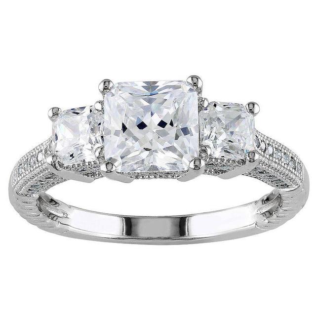 Stella Grace Sterling Silver Cubic Zirconia 3-Stone Engagement Ring, Womens Product Image