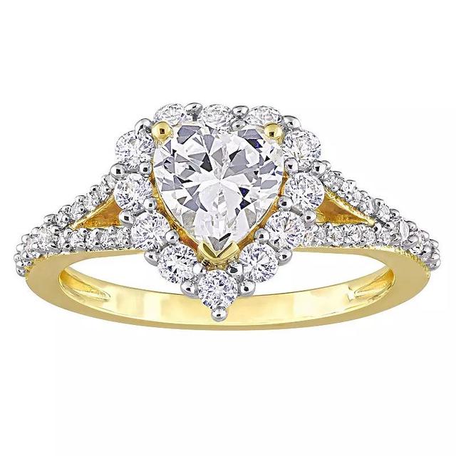 Stella Grace 18k Gold Over Silver Lab-Created White Sapphire Halo Heart Ring, Womens, Gold Tone Product Image