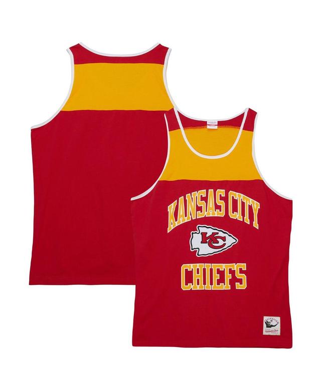 Mens Mitchell & Ness /Gold Kansas City Chiefs Heritage Colorblock Tank Top Product Image