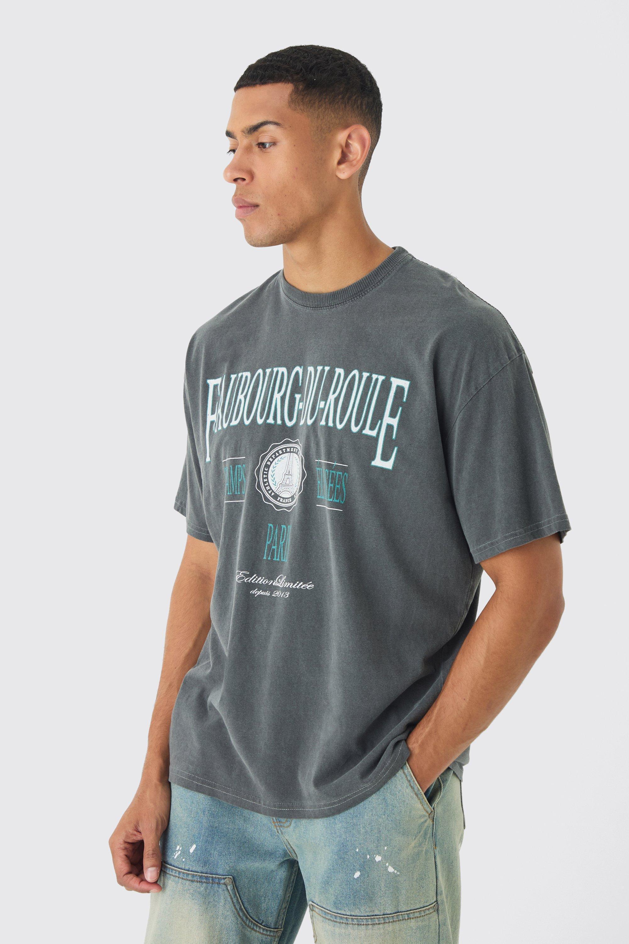 Oversized Washed Faubourg-Du-Roule T-shirt | boohooMAN USA Product Image