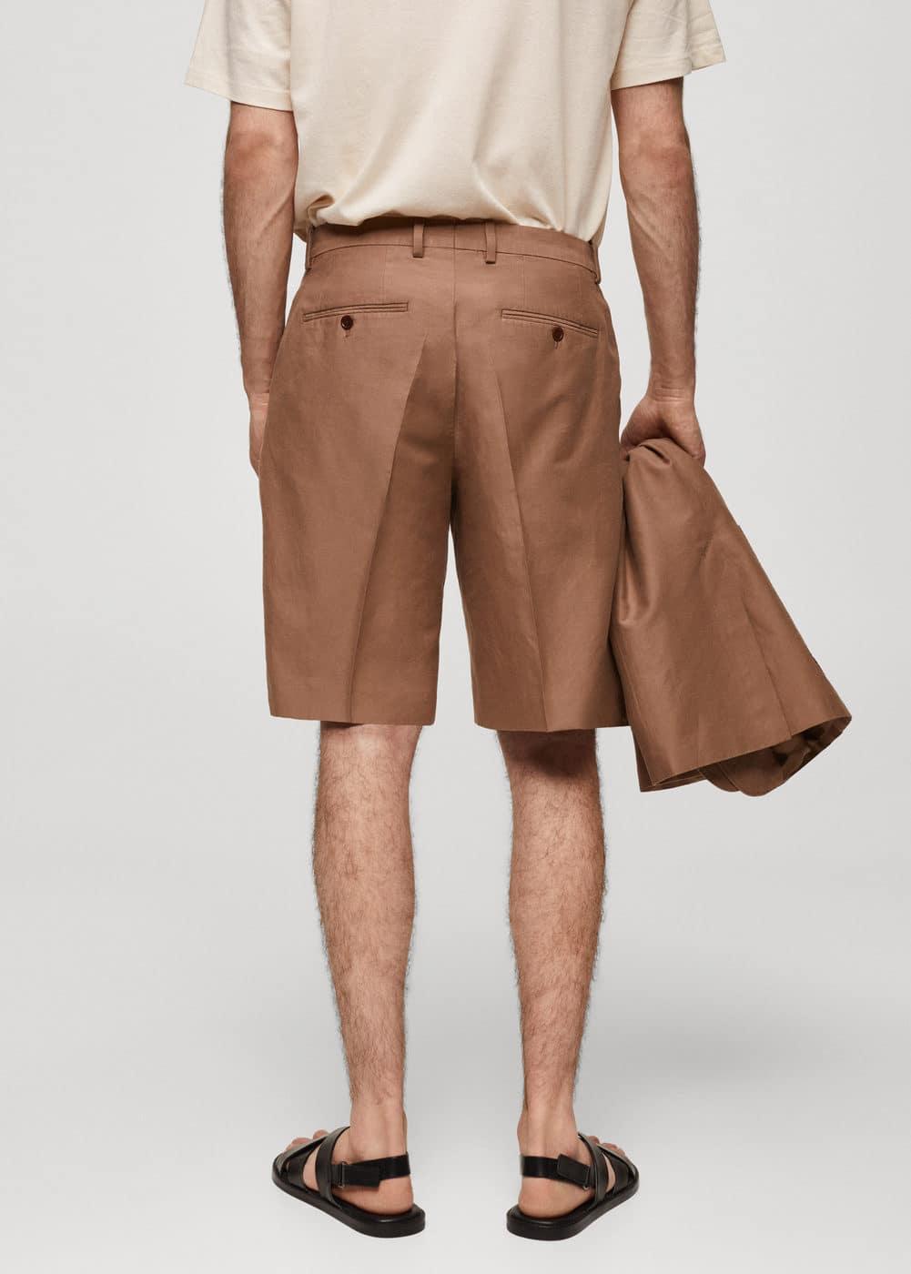 MANGO MAN - Bermuda cotton linen suit bermuda shorts burnt orangeMen Product Image