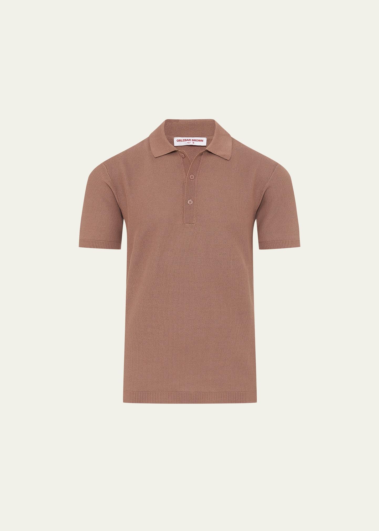 Mens Mercerized Waffle Stitch Polo Shirt Product Image