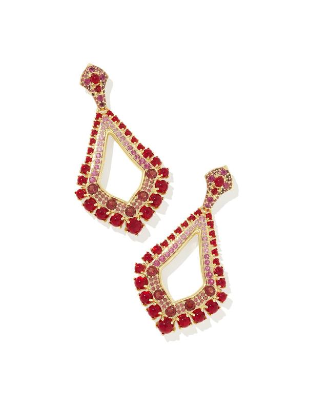 Krista Gold Statement Earrings in Red Mix Product Image