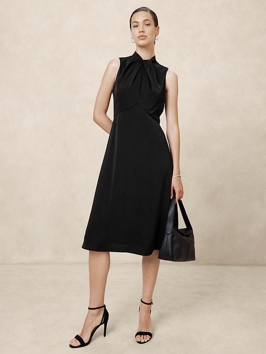 Satin Crepe Midi Dress Product Image