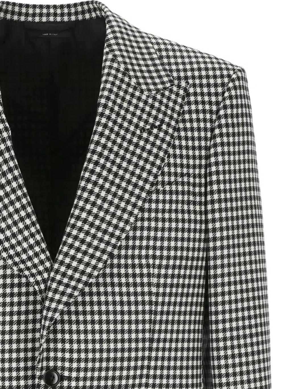 TOM FORD Single-breasted Houndstooth Blazer In Black & White Product Image