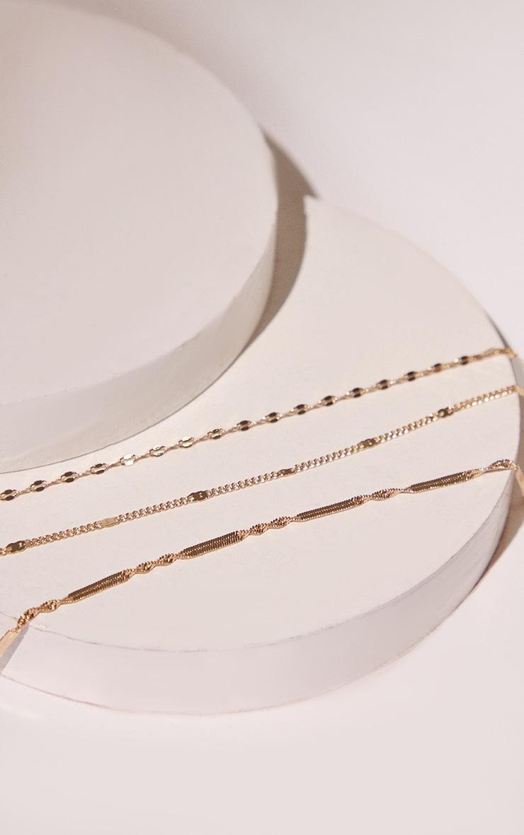 Gold Delicate Textured Chain Layered Necklace Product Image