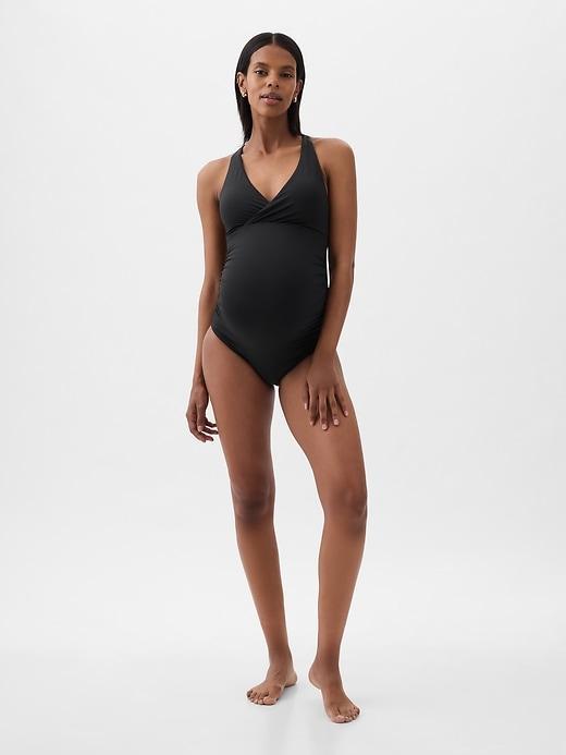 Maternity Wrap V-Neck One-Piece Swimsuit Product Image