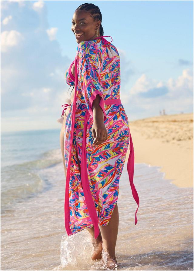 Midi Kimono Cover-Up - Bright Palm Product Image