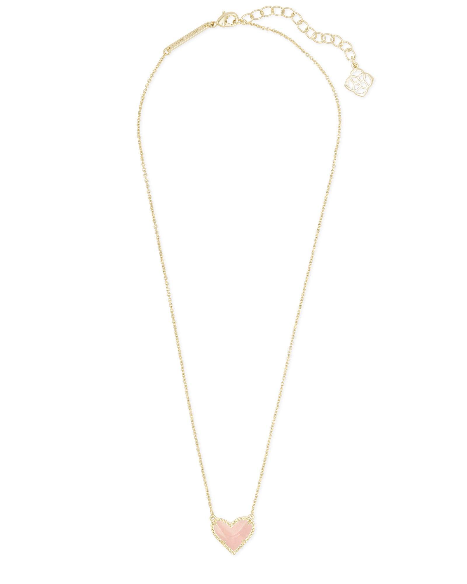 Ari Heart Gold Pendant Necklace in Rose Quartz Product Image