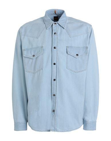 HUGO BOSS Boss Man Denim Shirt Blue Size L Cotton Product Image