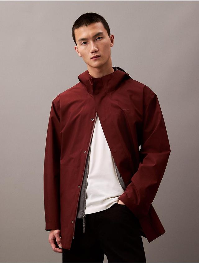 Calvin Klein Mens Water Resistant Hooded Rain Jacket - Red - M Product Image