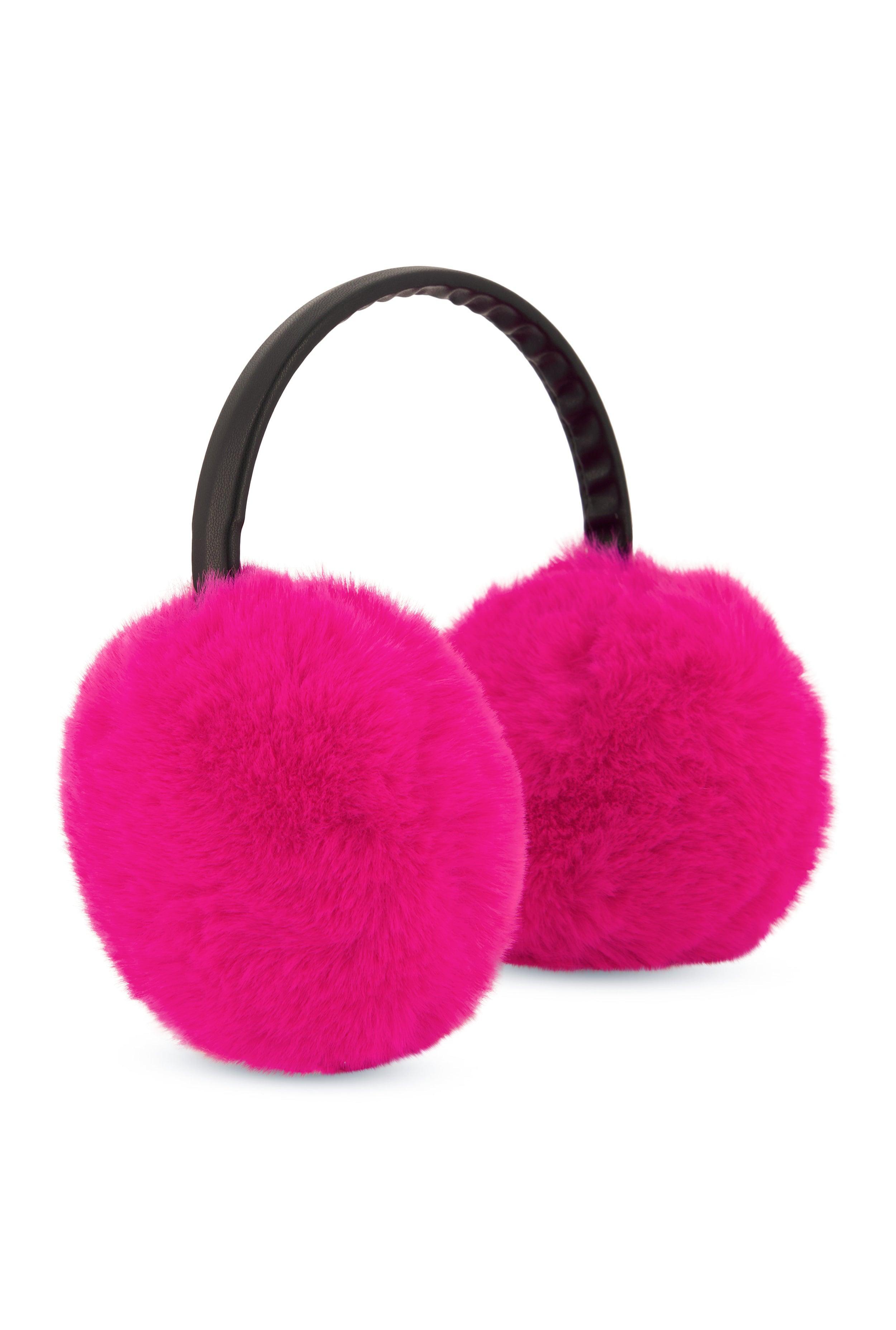 Faux Leather Band Faux Fur Earmuffs Female Product Image