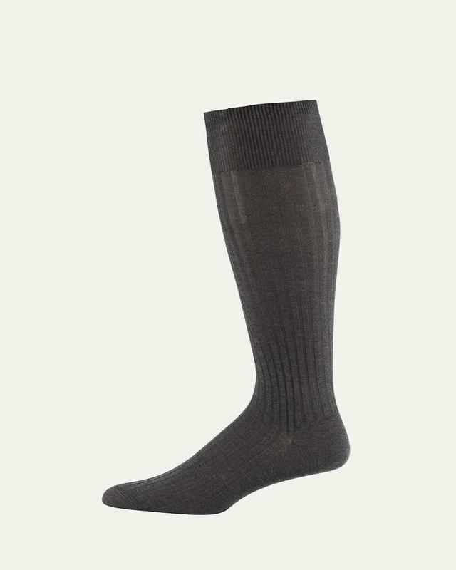 Mens Over-the-Calf Ribbed Lisle Socks Product Image