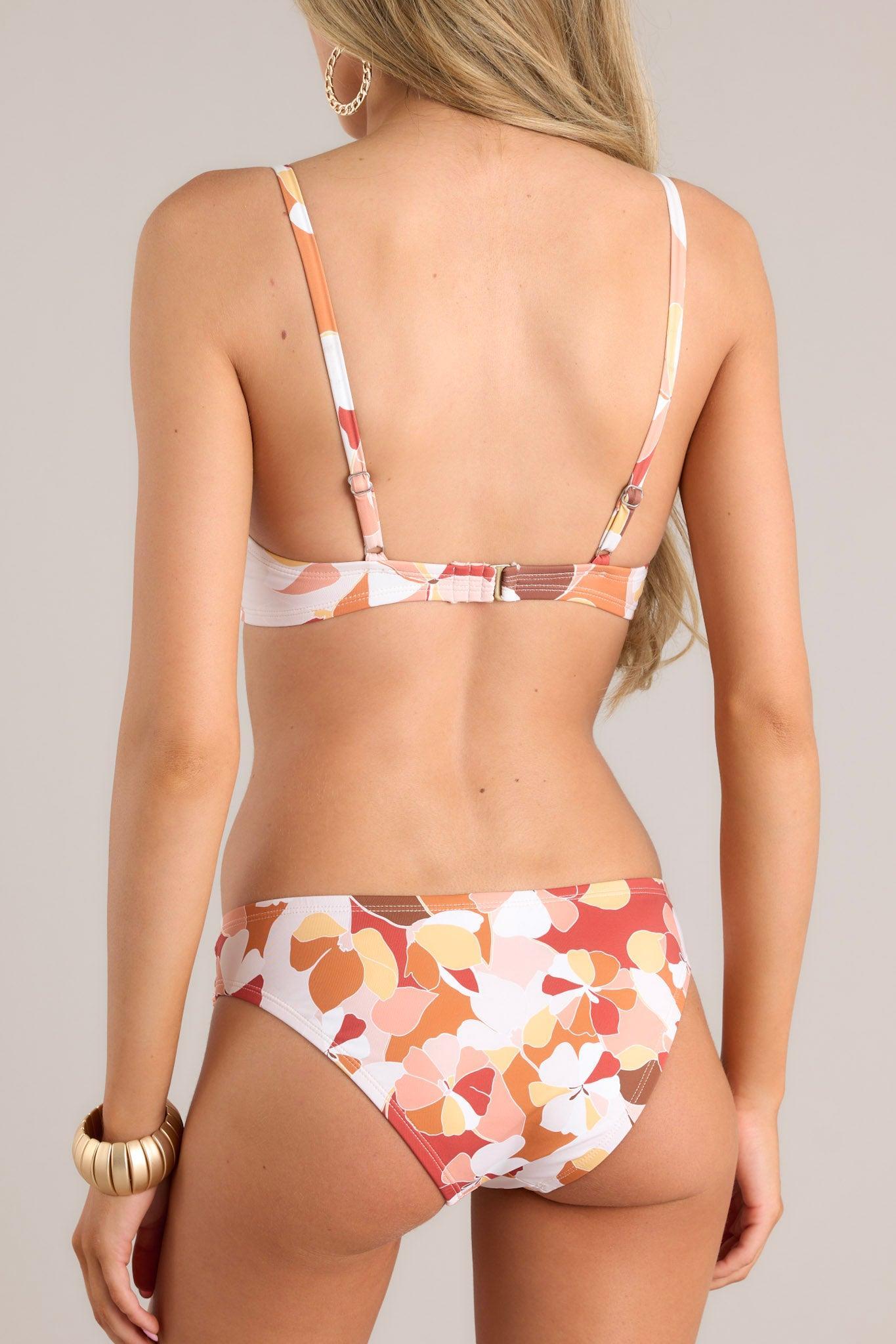 Salty Serenity Peach Floral Bikini Top Product Image