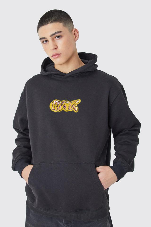 Oversized Homme Graffiti Graphic Hoodie | boohooMAN USA Product Image