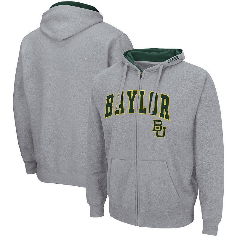 Mens Colosseum Heathered Gray Pitt Panthers Arch & Logo 3.0 Full-Zip Hoodie Product Image