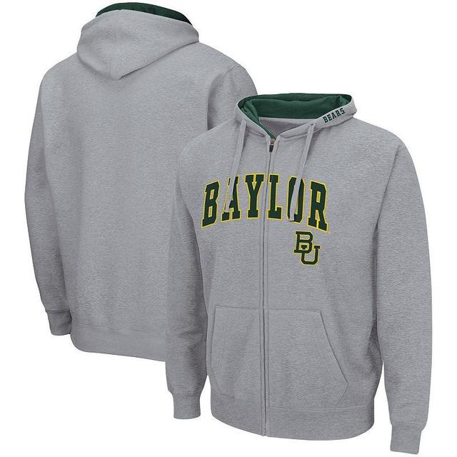 Mens Colosseum Heathered Gray Pitt Panthers Arch & Logo 3.0 Full-Zip Hoodie Product Image