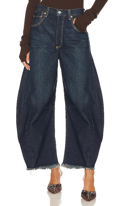 Womens Horseshoe Wide-Leg Frayed Jeans Product Image