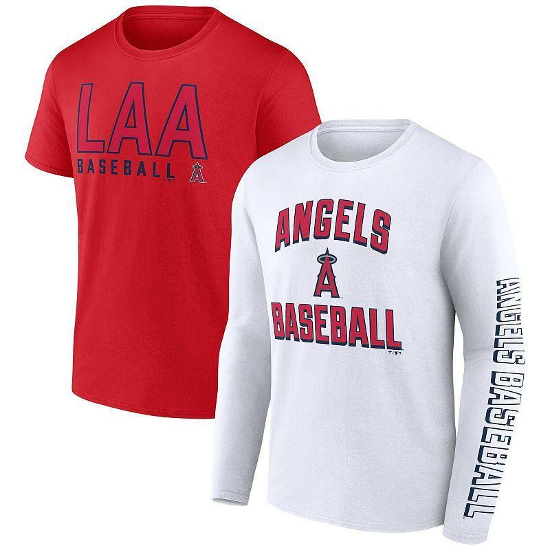 Mens Fanatics Branded /White Los Angeles Angels Two-Pack Combo T-Shirt Set Product Image