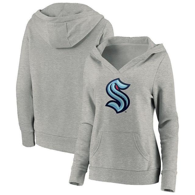 Womens Fanatics Branded Heather Gray Seattle Kraken Primary Logo Pullover Hoodie Product Image