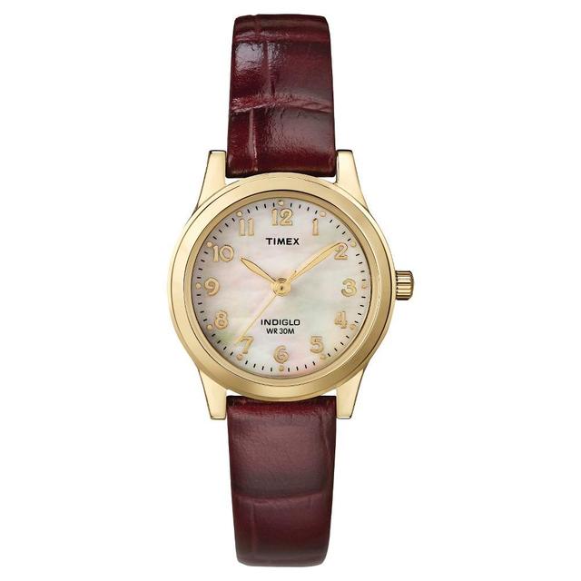 Womens Timex Watch with Leather Strap - Gold/Mother of Pearl T216939J Product Image