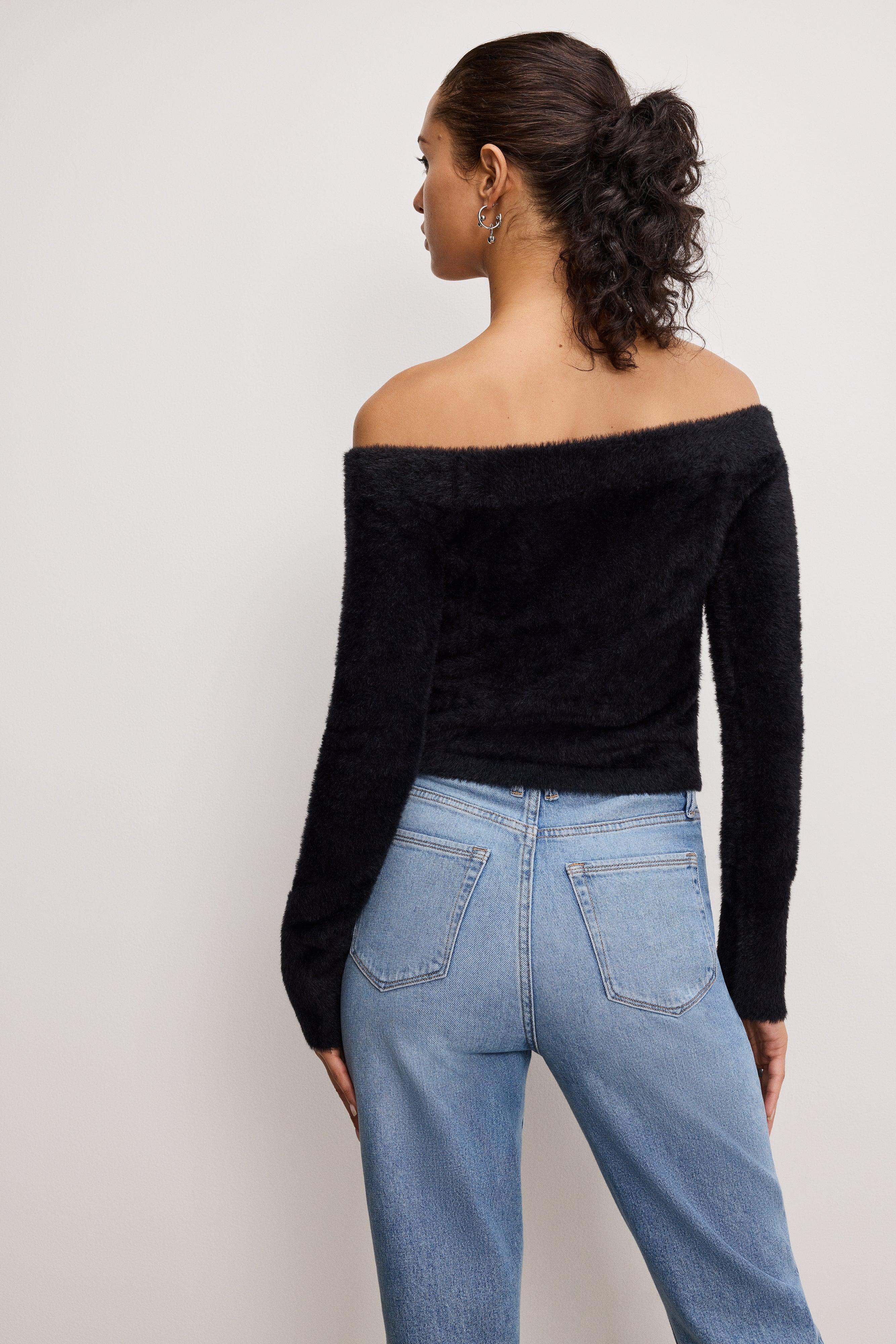 OFF SHOULDER PLUSH TOP | BLACK001 Product Image